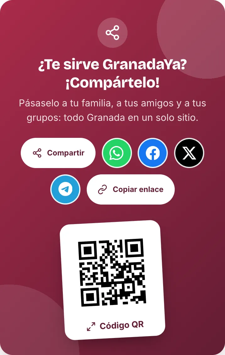 «¿Te sirve GranadaYa? ¡Compártelo!», al pie de cada página