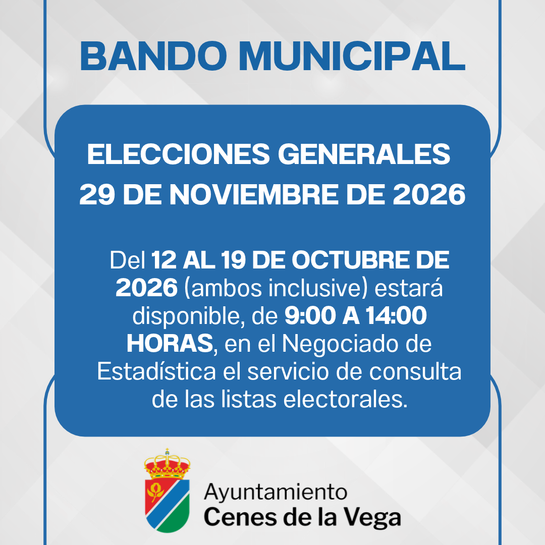 Imagen de la noticia: Cenes de la Vega abre del 12 al 19 de octubre la consulta del censo electoral