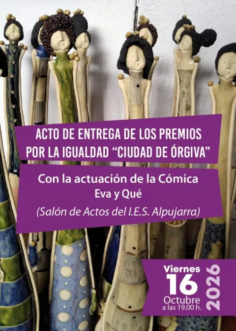 Imagen de la noticia: Órgiva entrega el viernes 16 los Premios por la Igualdad Ciudad de Órgiva 2026