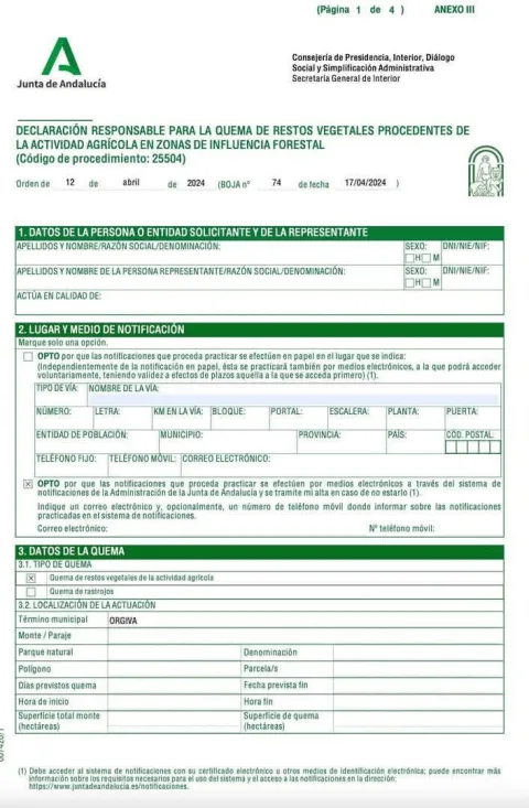 Imagen de la noticia: Órgiva abre el trámite para declarar las quemas agrícolas de 2026