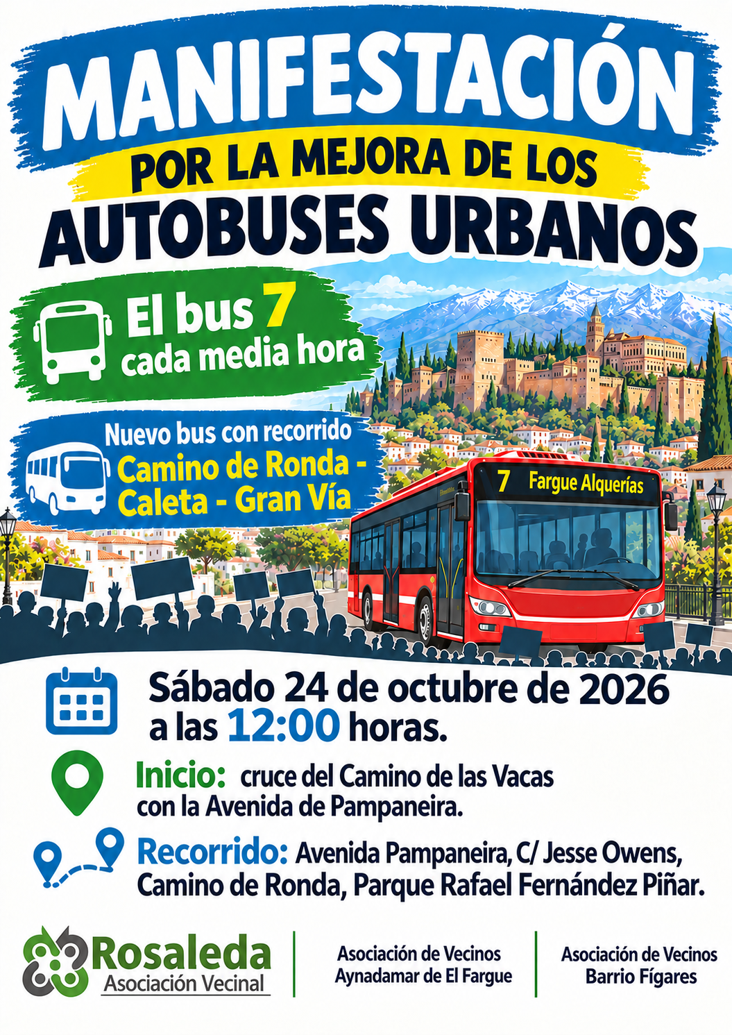 Imagen de la noticia: Fígares, El Fargue y Rosaleda marcharán el sábado por una línea 7 cada 30 minutos